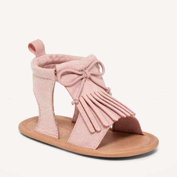 New With Tags Old‎ Navy Size 3-6 Months Faux-Suede Fringe Sandals - Picture 2 of 9